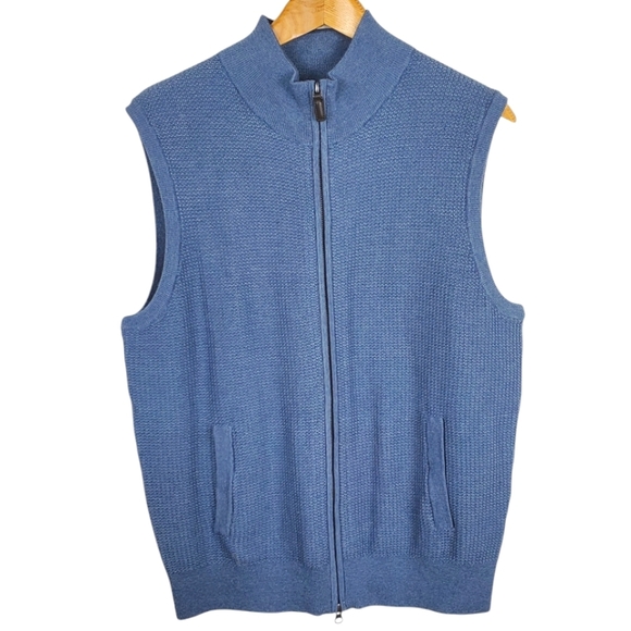NWT Cremieux Knit Zip-Up Vest. Blue. LG - Picture 1 of 12